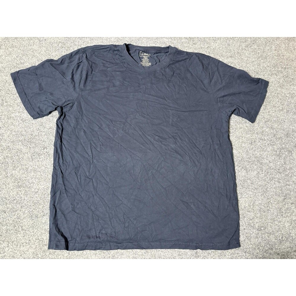 L.L. Bean Shirt Mens L Blue Short Sleeve Crew Neck Trim Fit Tagless Cotton Tee